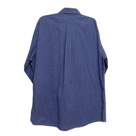 Lauren Ralph Lauren Mens Slim Fit Non Iron Blue Gingham Dress Shirt 17 1/2 32/33 - Picture 4 of 5
